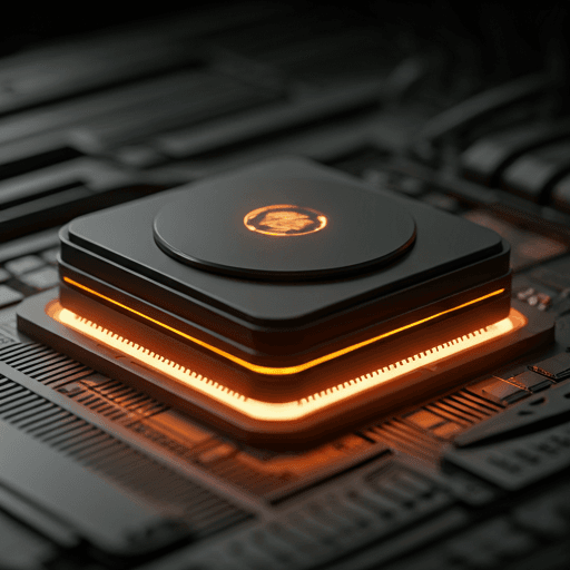 Vrhunski racunalni procesor s tekucim hladenjem i narancasto osvjetljenje